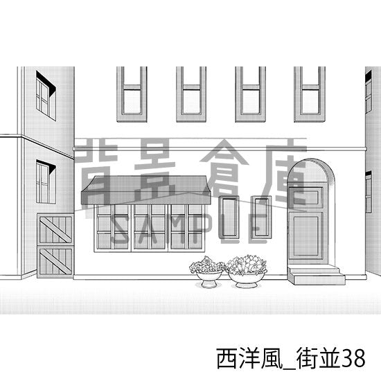 西洋風の街並(トーンつき)です。