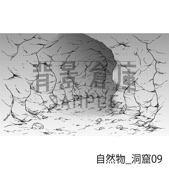 洞窟の背景(トーンつき)です。