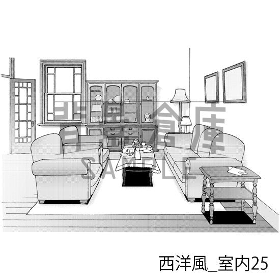西洋風の室内(トーンつき)です。