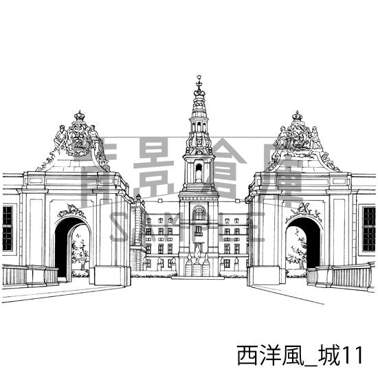 西洋風_城11_トーン