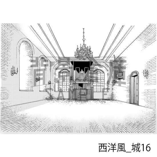 西洋風の城(トーンつき)です。