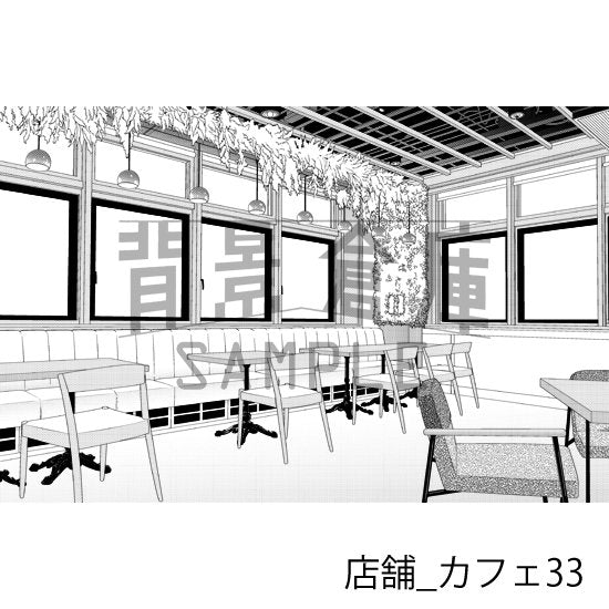 カフェの背景(トーンつき)です。