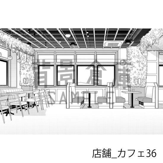 カフェの背景(トーンつき)です。