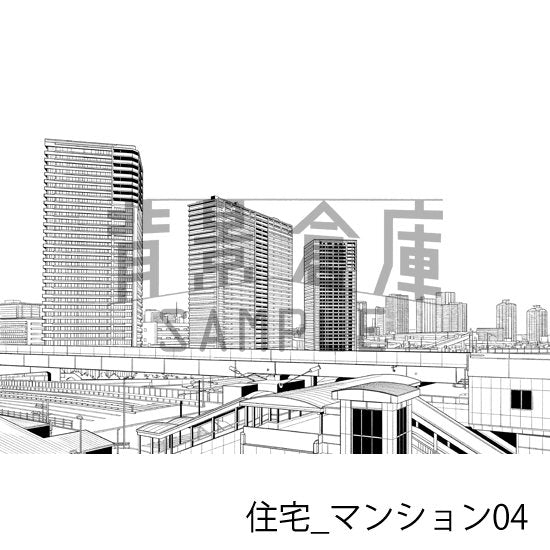 住宅_マンション04_トーン