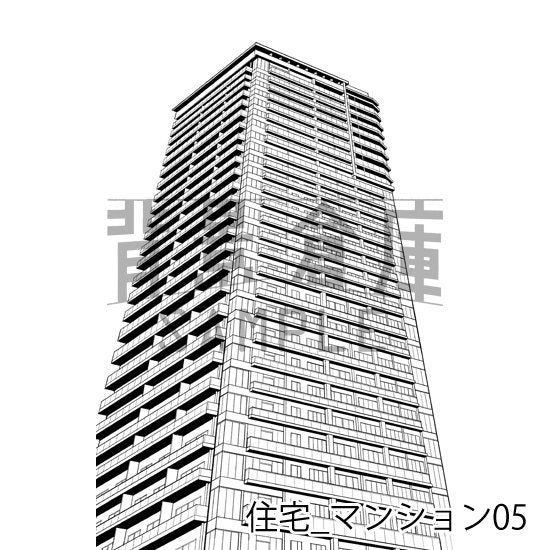 住宅_背景素材集21(マンション外観)_トーン