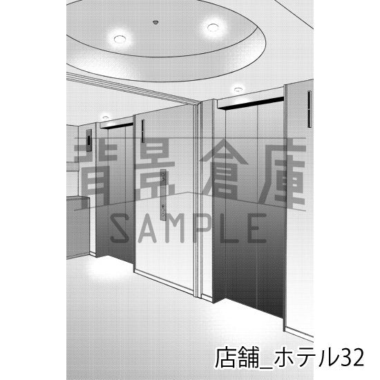ホテルの背景(トーンつき)です。