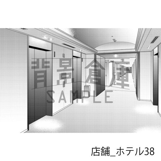 ホテルの背景(トーンつき)です。