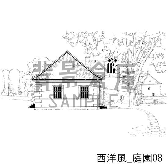 西洋風_庭園08_トーン