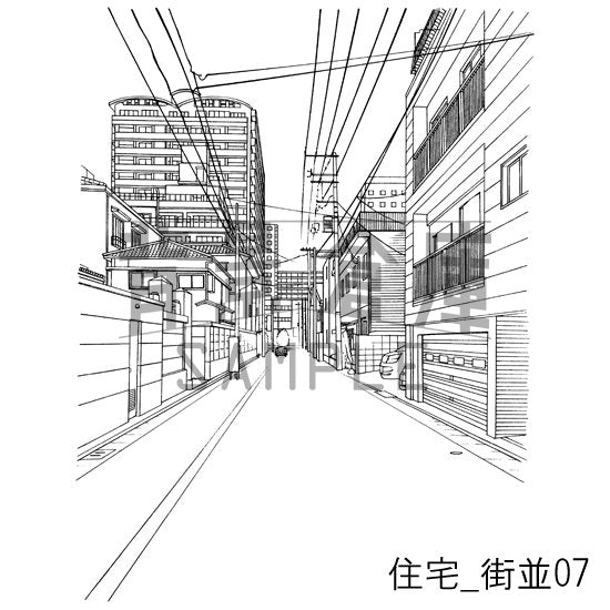 住宅_街並07_トーン