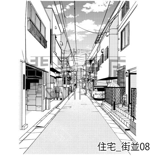 住宅の街並(トーンつき)です。