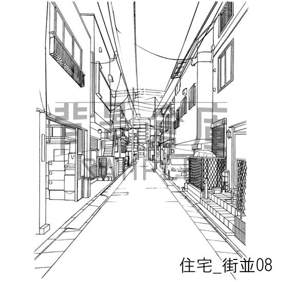 住宅_街並08_トーン