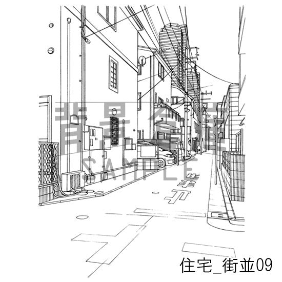 住宅_街並09_トーン