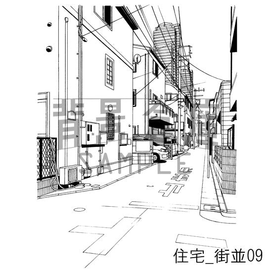 住宅_街並09_トーン