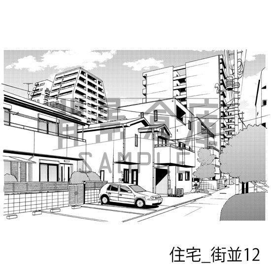 住宅の街並(トーンつき)です。