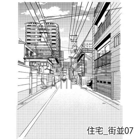 住宅_背景素材集16(街並)_トーン