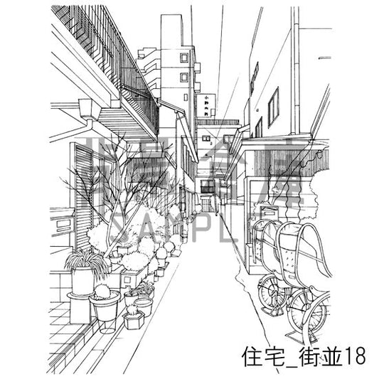 住宅_街並18_トーン