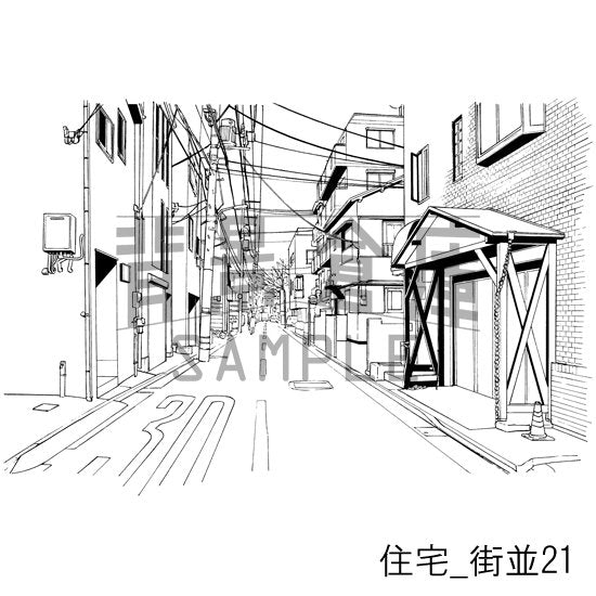 住宅_街並21_トーン