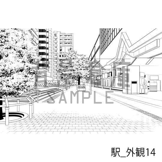 駅_背景素材集6(外観)_トーン