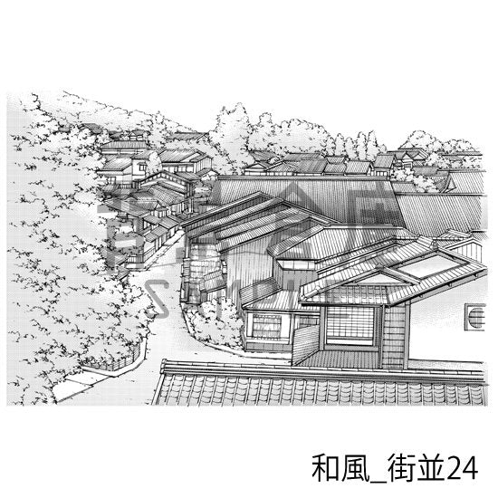 和風の街並(トーンつき)です。