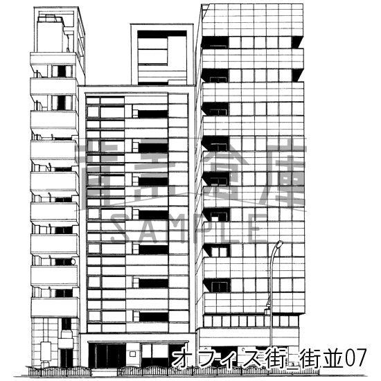 オフィス街_街並07_トーン