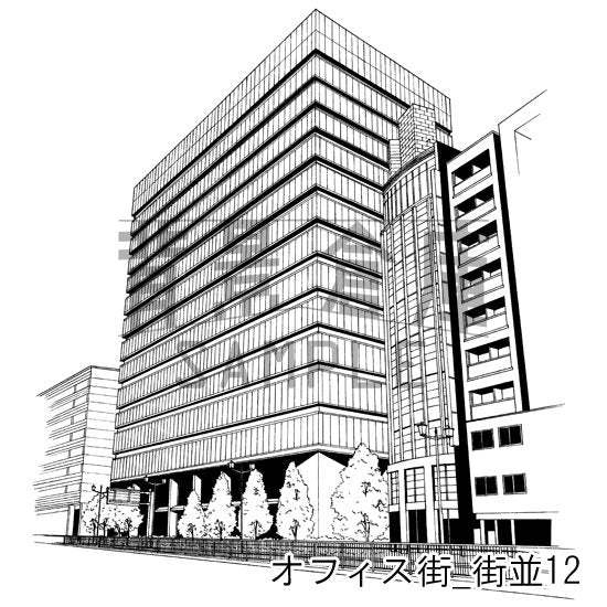オフィス街_街並12_トーン