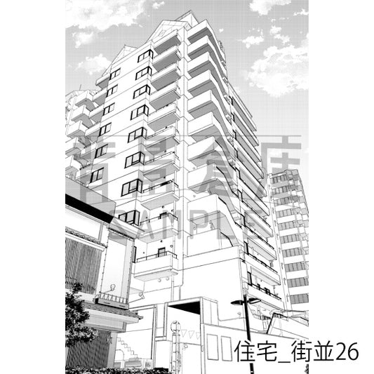 住宅_背景素材集22(街並)_トーン