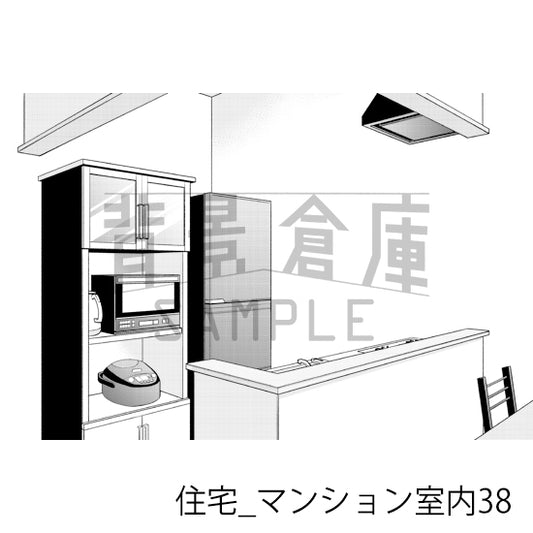 住宅_背景素材集23(マンション室内)_トーン