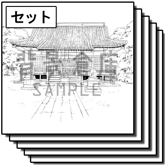 神社の外観+参道背景セットです。（13枚組）