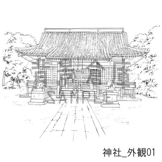 神社_セット1(外観 参道)