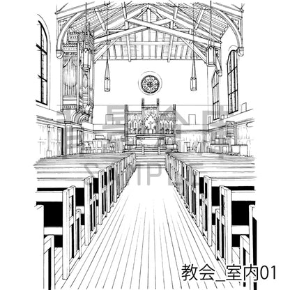 教会_背景素材集1（室内）_トーン