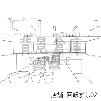 店舗_背景素材集32（回転ずし）_トーン