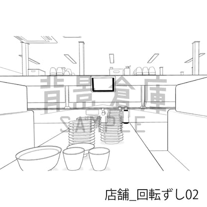 店舗_背景素材集32（回転ずし）_トーン
