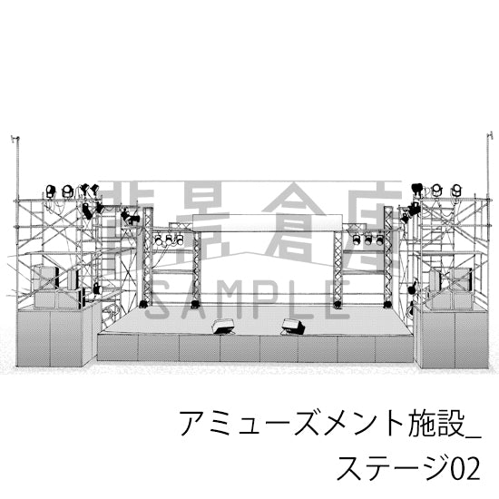 アミューズメント施設_背景素材集5（ステージ）_トーン