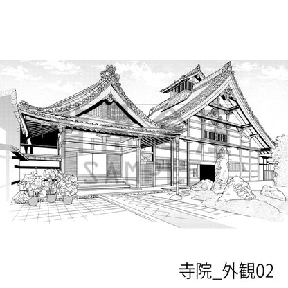 寺院_背景素材集1（外観）_トーン