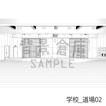 学校_背景素材集44（道場）_トーン