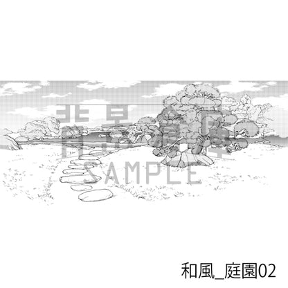 和風_庭園02_トーン