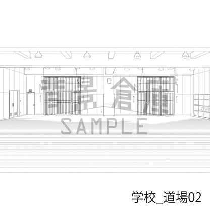 学校_背景素材集44（道場）_トーン