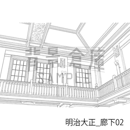 明治大正_背景素材集2（廊下）_トーン
