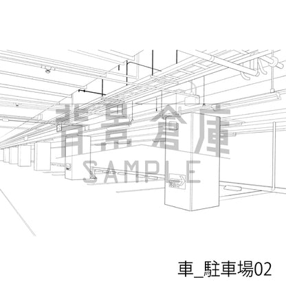 車_駐車場02_トーン