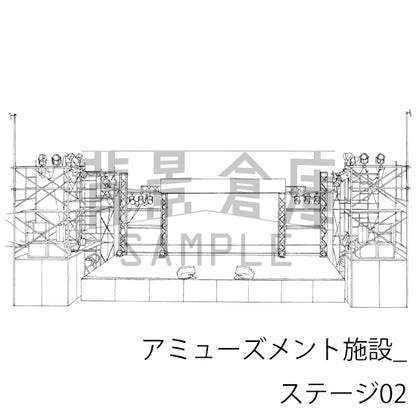 アミューズメント施設_背景素材集5（ステージ）_トーン