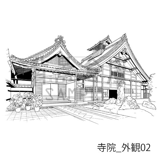 寺院_背景素材集1（外観）_トーン