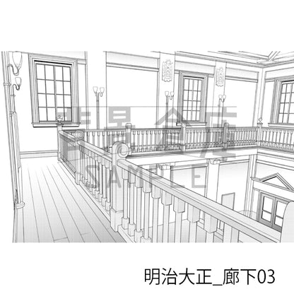 明治大正_背景素材集2（廊下）_トーン