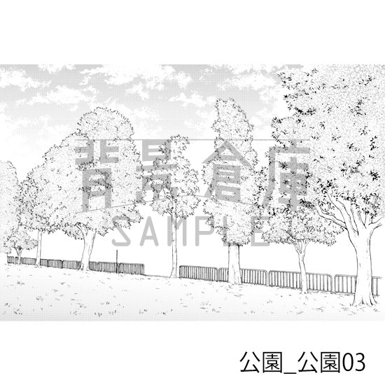 公園_背景素材集1（公園）_トーン