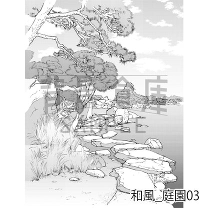 和風_庭園03_トーン