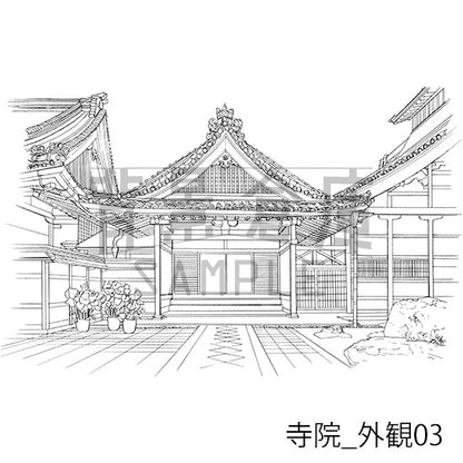 寺院_背景素材集1（外観）_トーン
