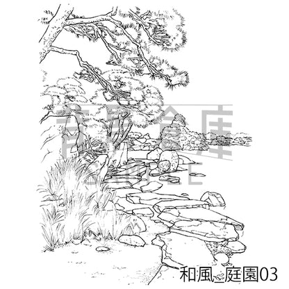 和風_背景素材集17（庭園）_トーン