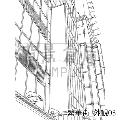 繁華街_背景素材集7（外観）_トーン