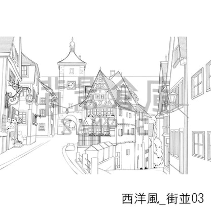 西洋風_背景素材集1（街並）_トーン