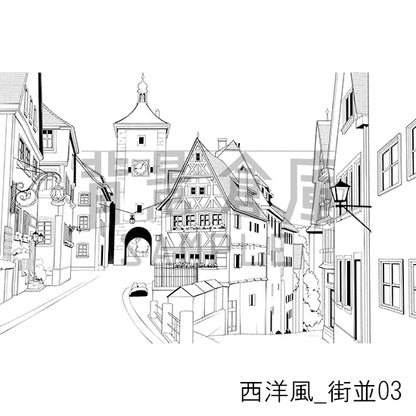 西洋風_背景素材集1（街並）_トーン