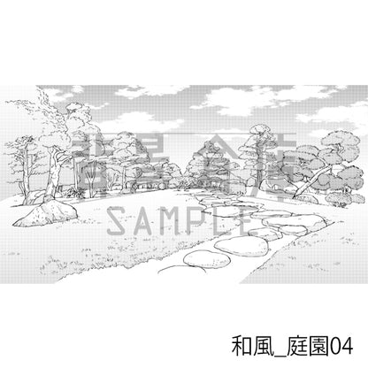 和風_背景素材集17（庭園）_トーン
